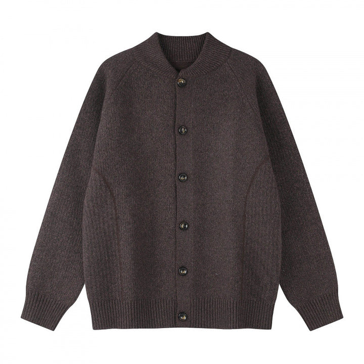 Herren Relaxter Grobstrick-Cardigan mit Raglanärmeln und Rippenabschlüssen Drune