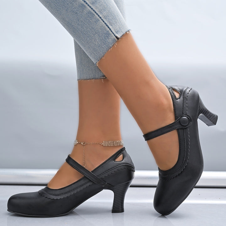 Damen Elegante Mary Jane Absatzschuhe mit verzierten Riemen und anatomischem Fußbett Drune