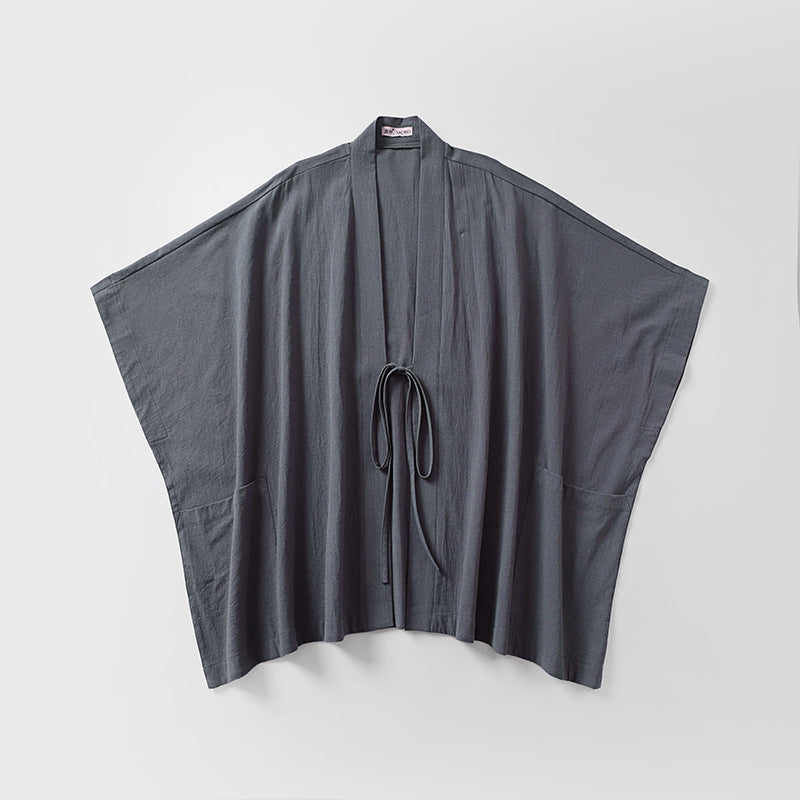 Damen Oversize Kimono-Cardigan mit Bindegürtel und Eingrifftaschen Drune
