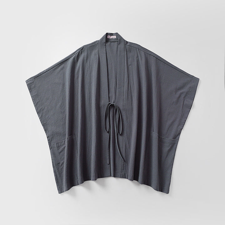 Damen Oversize Kimono-Cardigan mit Bindegürtel und Eingrifftaschen Drune