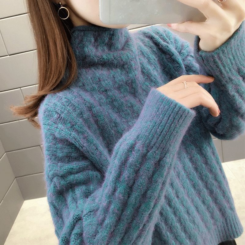 Damen Strickpullover im modernen Rippdesign mit hohem Kragen und lässigen Ärmeln Drune