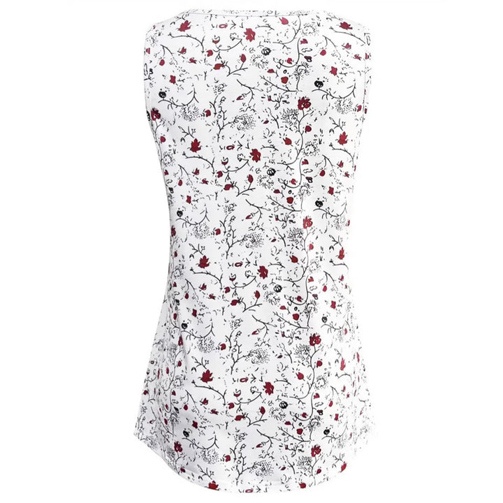 Damen nan locker fallendes A-Linien-Top mit Rundhalsausschnitt, floralem Allovermuster und schwingendem Saum Drune
