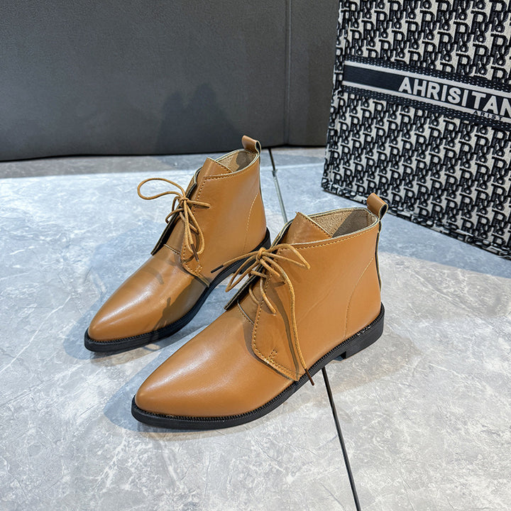Damen elegante Stiefeletten mit spitzem Zehenbereich und hochwertigem Leder Drune