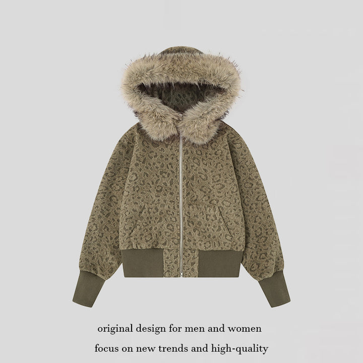 Damen Teddy-Fleece Bomberjacke mit Kapuze und Kunstfellbesatz Drune