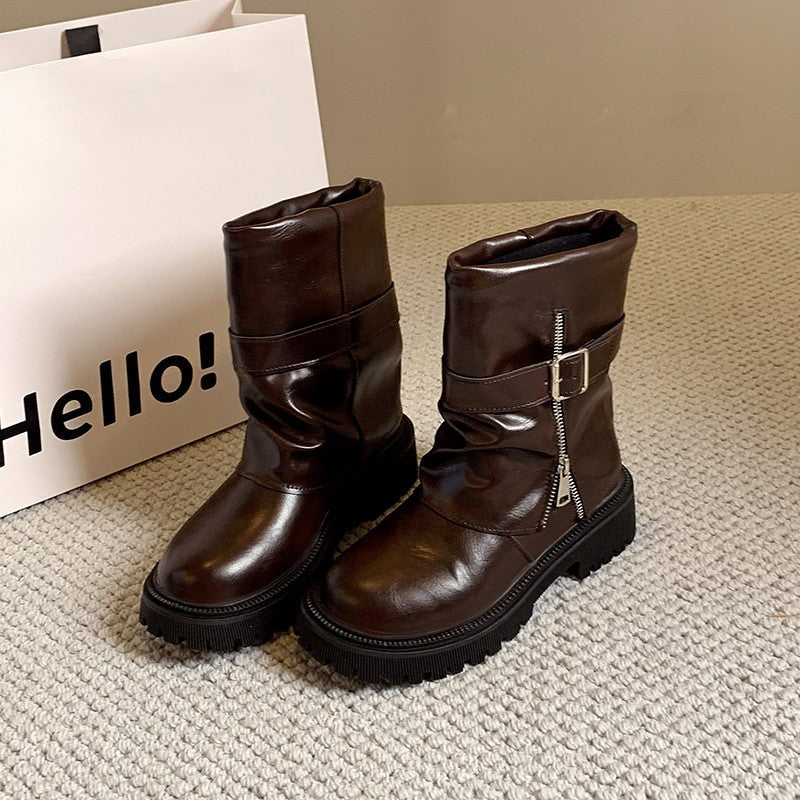 Damen Lässige Stiefeletten mit Schnallen-Design Drune