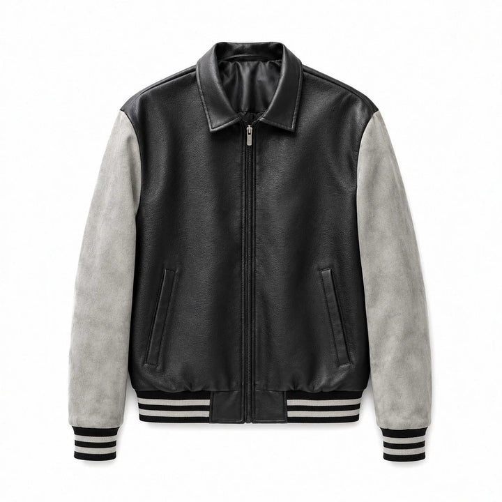 Herren Modische Kunstleder Bomberjacke Drune