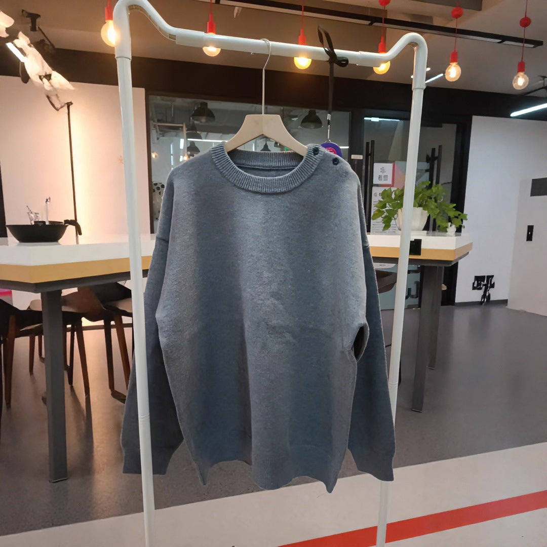 Unisex Oversized Strickpullover mit Destroy-Details und Rundhalsausschnitt Drune
