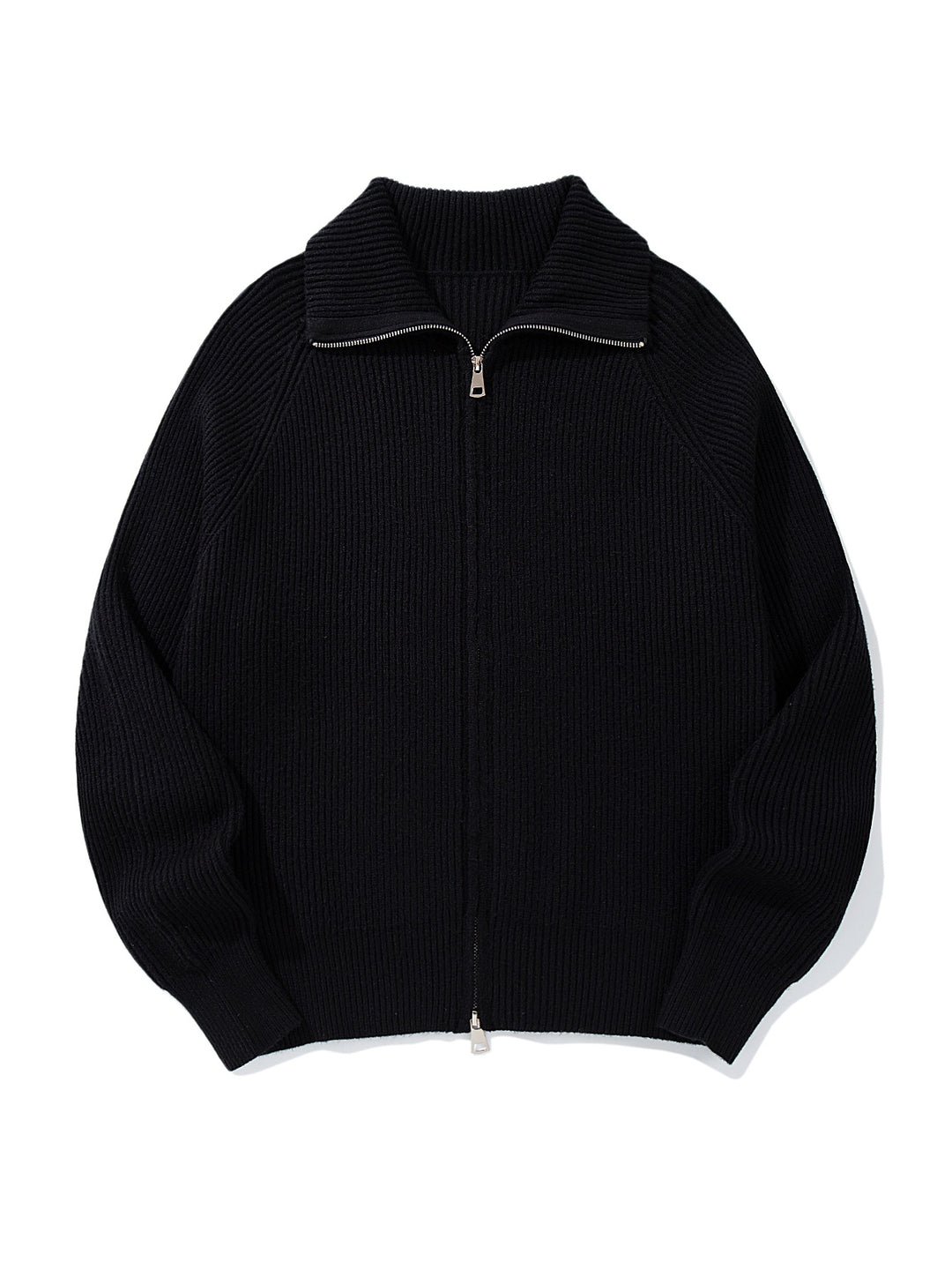 Damen Gerippte Strick‑Zipjacke mit hohem Stehkragen, Raglanärmeln und Boxy‑Schnitt Drune