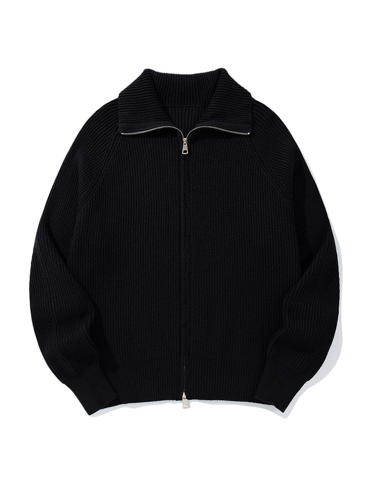 Damen Gerippte Strick‑Zipjacke mit hohem Stehkragen, Raglanärmeln und Boxy‑Schnitt Drune