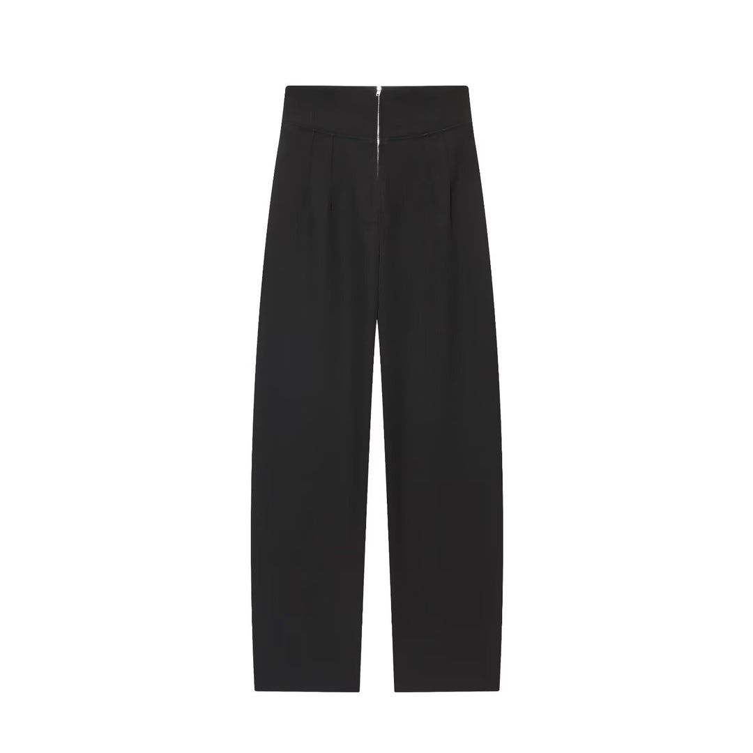 Damen 400+ weite High‑Waist Culottehose mit verdecktem Reißverschluss und hohem Bund Drune