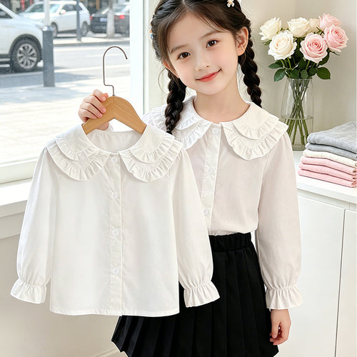 Mädchen elegante Bluse mit Rüschendetails Drune
