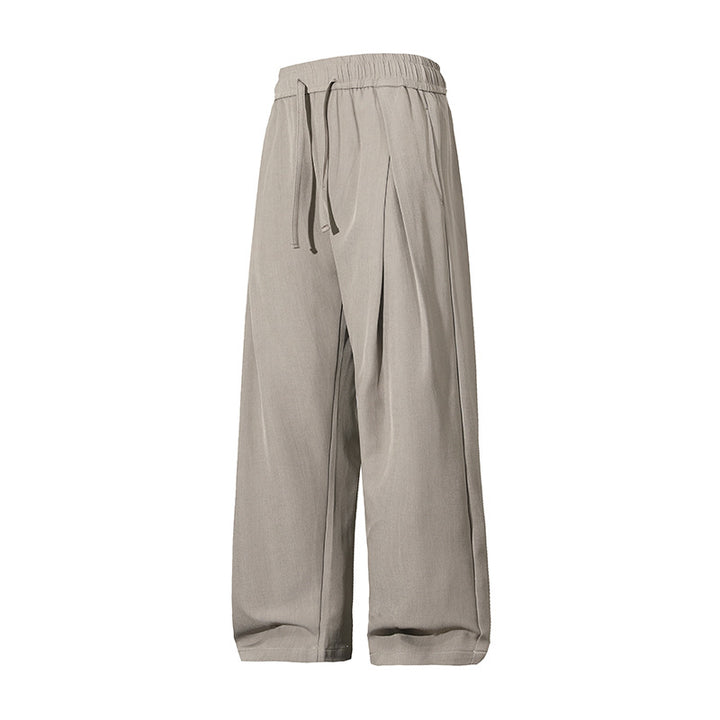 Damen Leichte Leinenoptik Palazzo-Hose mit elastischem Tunnelzugbund und dekorativen Falten Drune