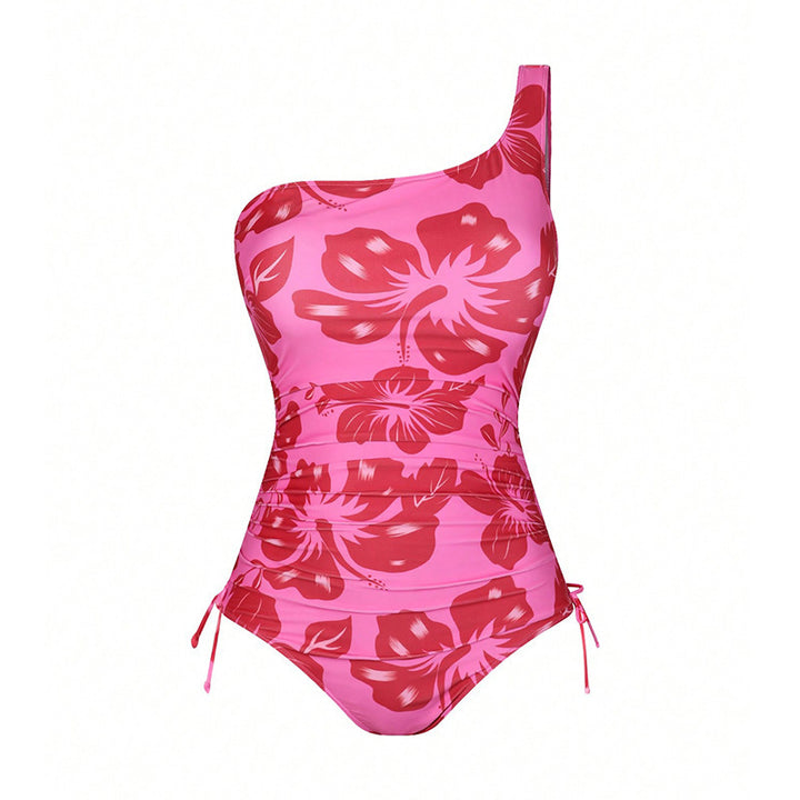 Damen Einseitiger Badeanzug mit floralem Design und passendem Sarong Drune