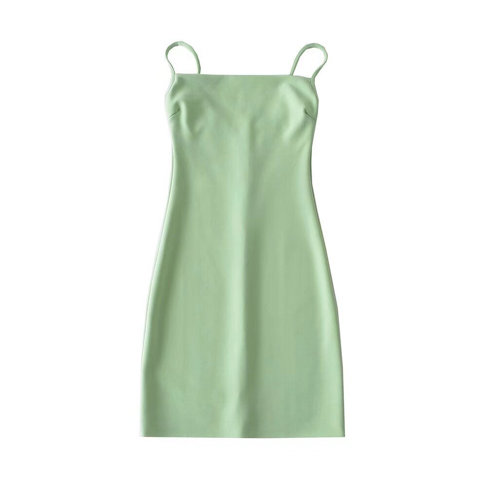Damen elegantes Spaghettiträger-Kleid Drune
