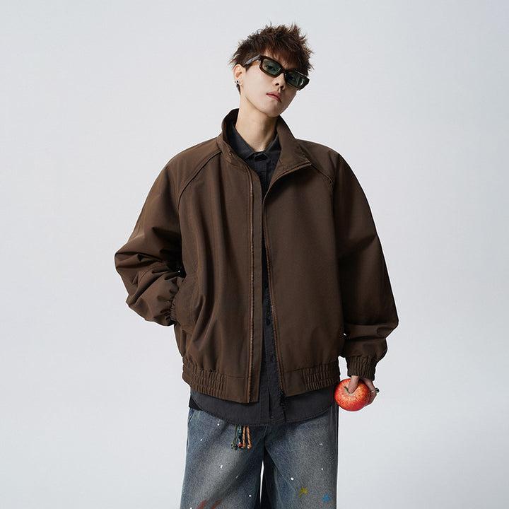 Unisex Oversized Windjacke mit Stehkragen und Raglanärmeln Drune
