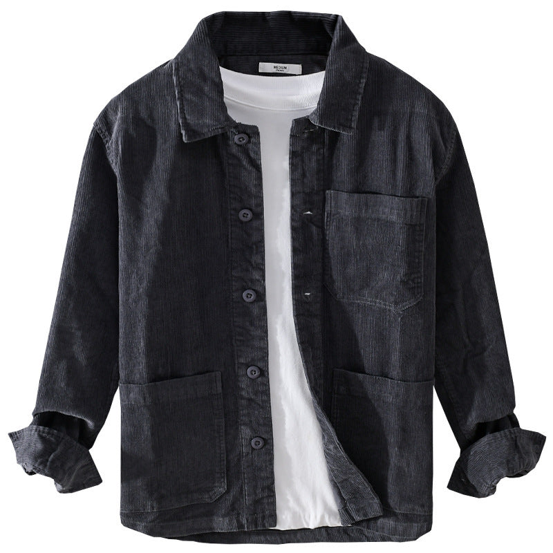 Herren Cord-Überhemdjacke mit aufgesetzten Taschen und legerem Schnitt Drune