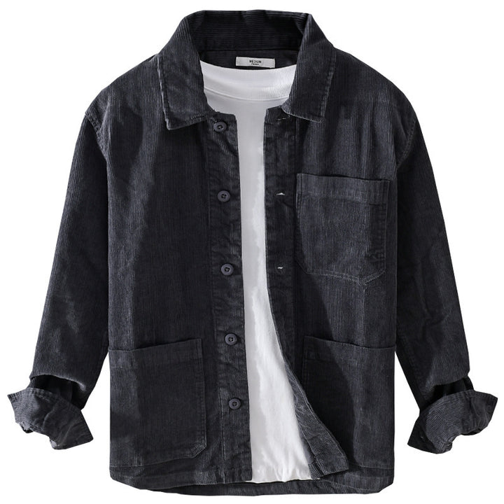 Herren Cord-Überhemdjacke mit aufgesetzten Taschen und legerem Schnitt Drune