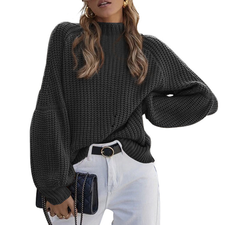 Damen Strickpullover mit weitem Schnitt und modernen Puffärmeln Drune