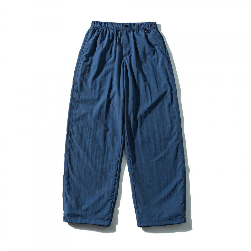 Unisex Weite Crinkle-Hose mit elastischem Tunnelzugbund, tiefem Schritt und Seitentaschen Drune
