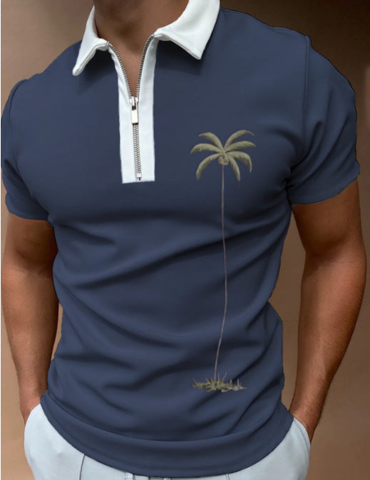 Herren Poloshirt mit maritimem Motiv und modernem Reißverschluss Drune