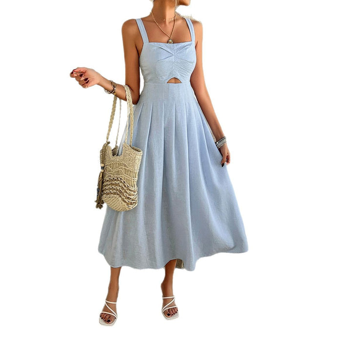 Damen A-Linien Sommerkleid mit Rückenfreiem Design und Taillierung Drune