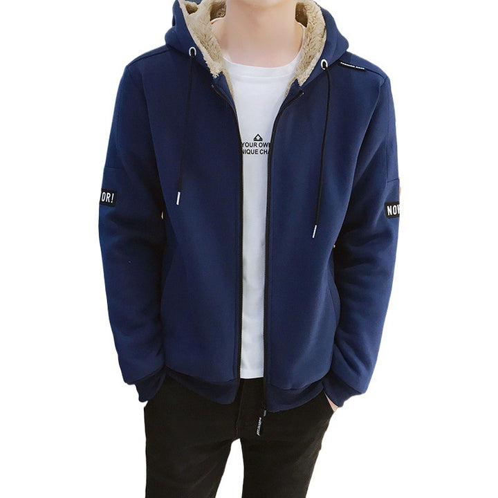 Herren Urbaner Zip‑Hoody mit Teddyfutter, Stehkragen‑Kapuze & gerippten Bündchen Drune