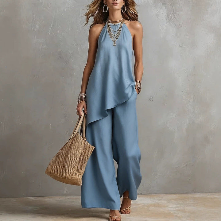Damen luftiger Jumpsuit mit asymmetrischem Schnitt Drune