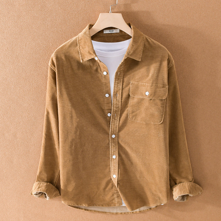 Herren Cord-Overshirt mit Brusttasche, Relaxed-Fit und durchgehender Knopfleiste Drune