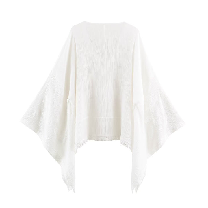Damen Bestickter Kaftan‑Kimono mit V‑Ausschnitt und fließender Poncho‑Silhouette Drune