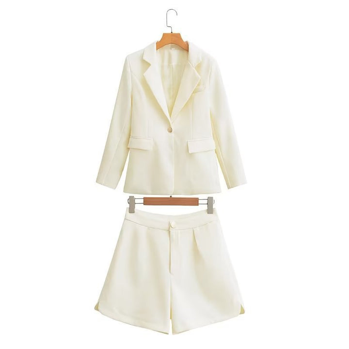 Damen Tailliertes Blazer- und Shorts-Set mit Korsagen-Croptop Drune