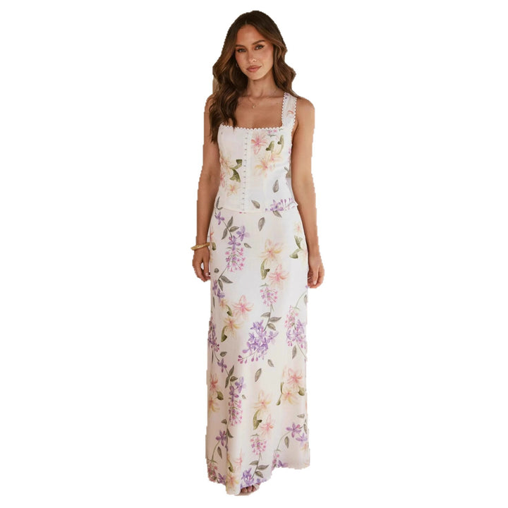 Damen Maxikleid im romantischen Landhaus-Stil mit floralen Akzenten Drune