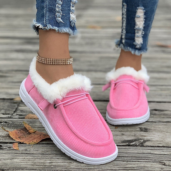Damen Flauschige Slip-On Hausschuhe mit weichem Innenfutter Drune