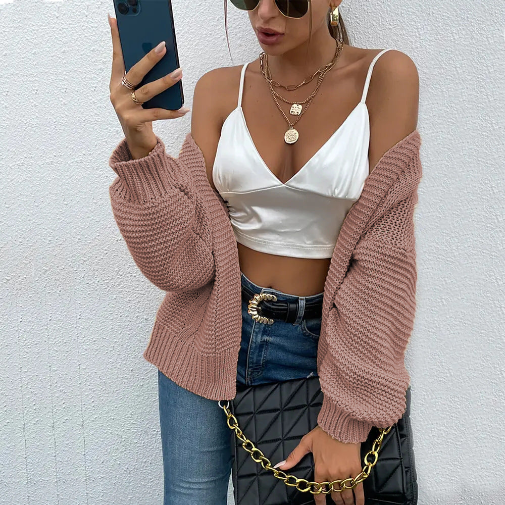Damen Grobstrickjacke mit oversized Ärmeln und offener Front Drune
