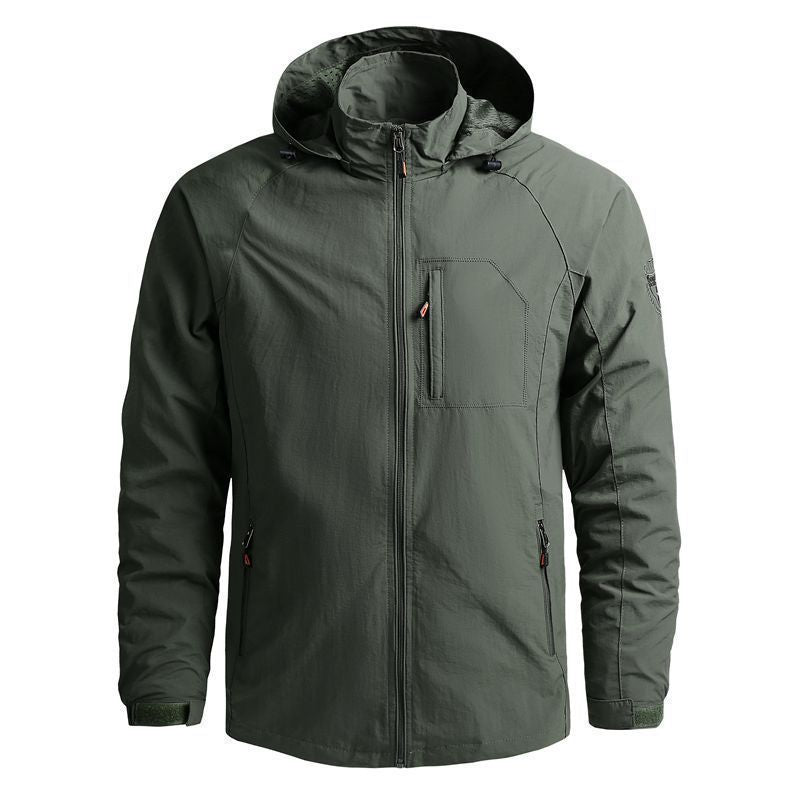 Herren nan leichte wasserabweisende Softshelljacke mit Kapuze und Brusttasche Drune