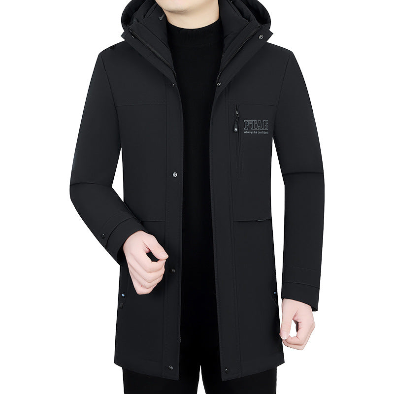 Herren Moderner wasserabweisender Longparka mit Kapuze und leichter Thermoisolierung Drune