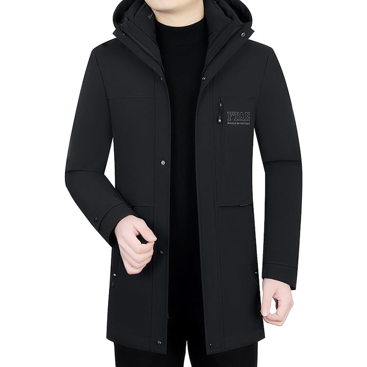 Herren Moderner wasserabweisender Longparka mit Kapuze und leichter Thermoisolierung Drune