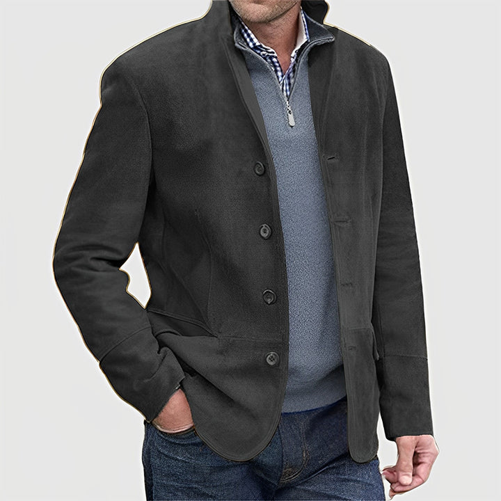 Herren Sakkojacke aus Wildlederoptik mit Stehkragen Drune