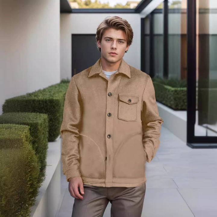 Herren modische Wolljacke mit Brusttasche und Knopfdetails Drune