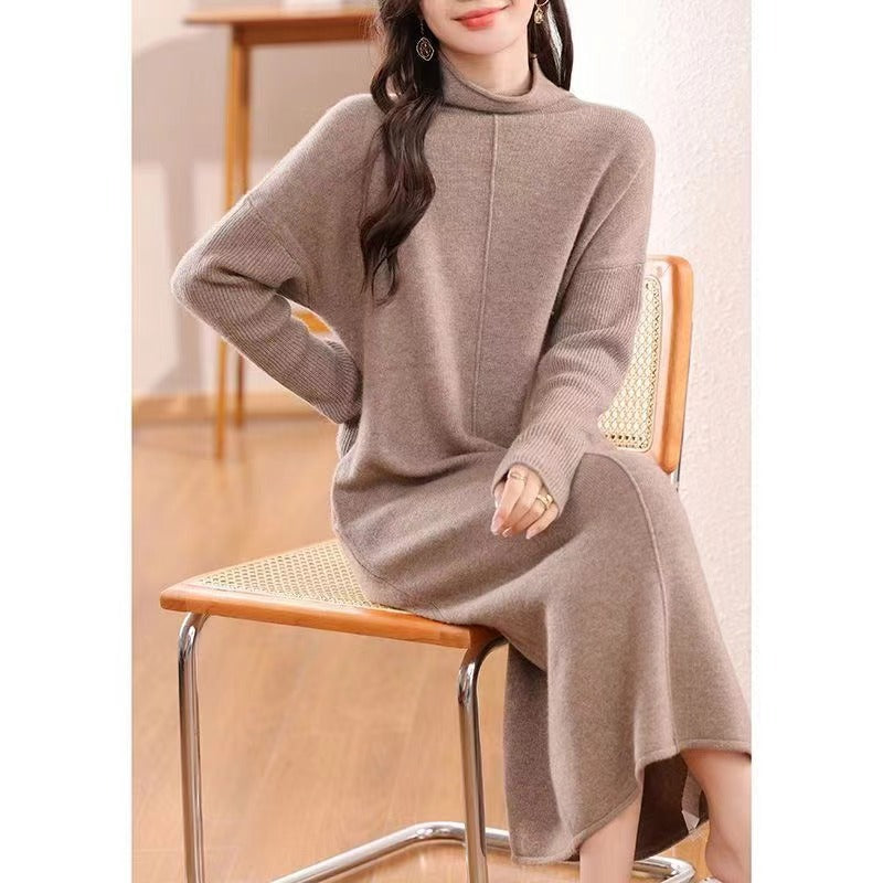 Damen Strickkleid mit hohem Kragen Drune