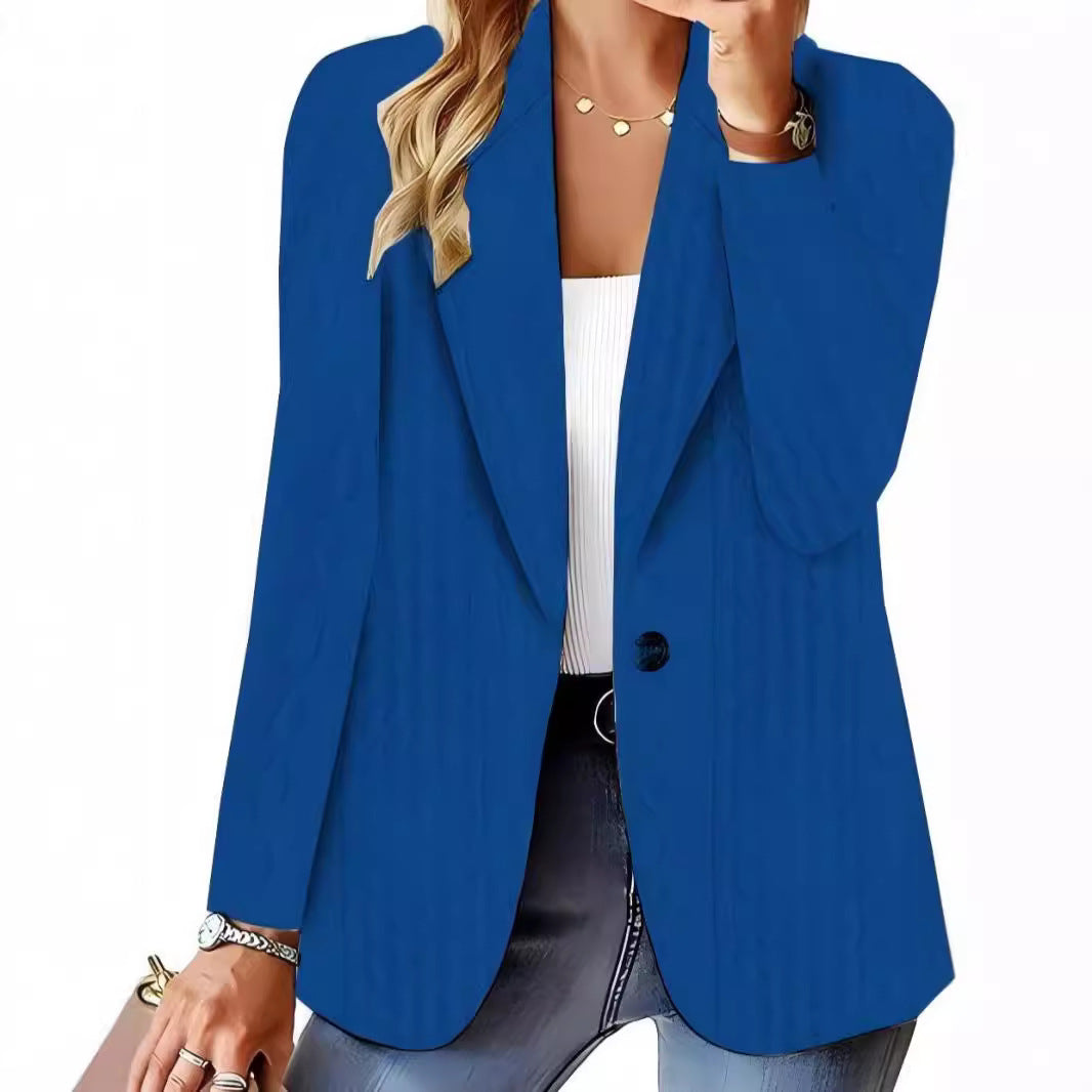 Damen Oversize-Blazer mit Schalkragen, Ein-Knopf-Verschluss und strukturierter Optik Drune