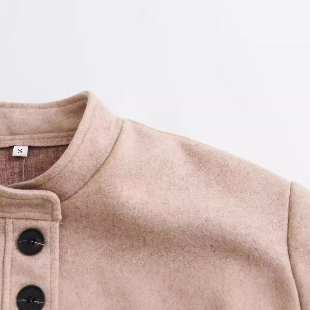 Damen Kurzjacke im Wollmix mit Rundhals, Oversize‑Passform und großen aufgesetzten Taschen Drune