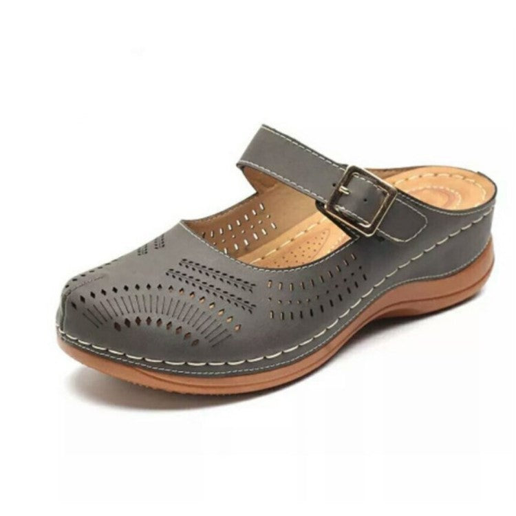 Damen Komfort Leder Clogs Sandalen Drune