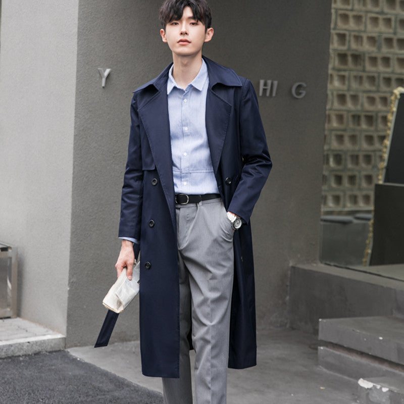 Herren Leichter Trenchcoat mit Doppelreiher, tailliertem Schnitt und windabweisender Oberfläche Drune