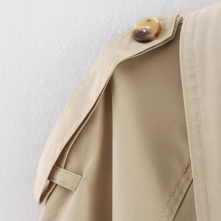 Damen Modischer Trenchcoat mit asymmetrischer Knopfleiste und Taillengürtel Drune