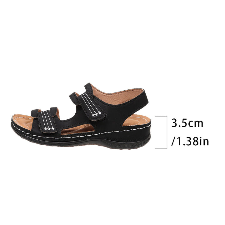 Damen bequeme Sandalen mit verstellbaren Klettverschlüssen und komfortablem Fußbett Drune
