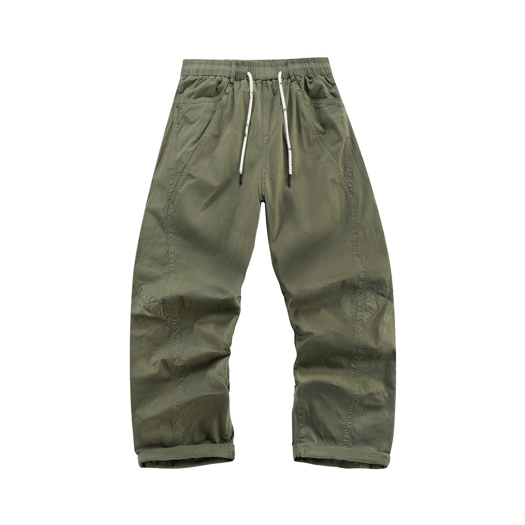 Herren Leichte Relaxed-Fit Bundhose mit Tunnelzug, schrägen Eingrifftaschen und Paneelnähten Drune