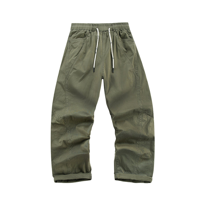 Herren Leichte Relaxed-Fit Bundhose mit Tunnelzug, schrägen Eingrifftaschen und Paneelnähten Drune