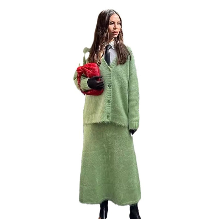 Damen Elegante Strickjacke und Rock von Drune