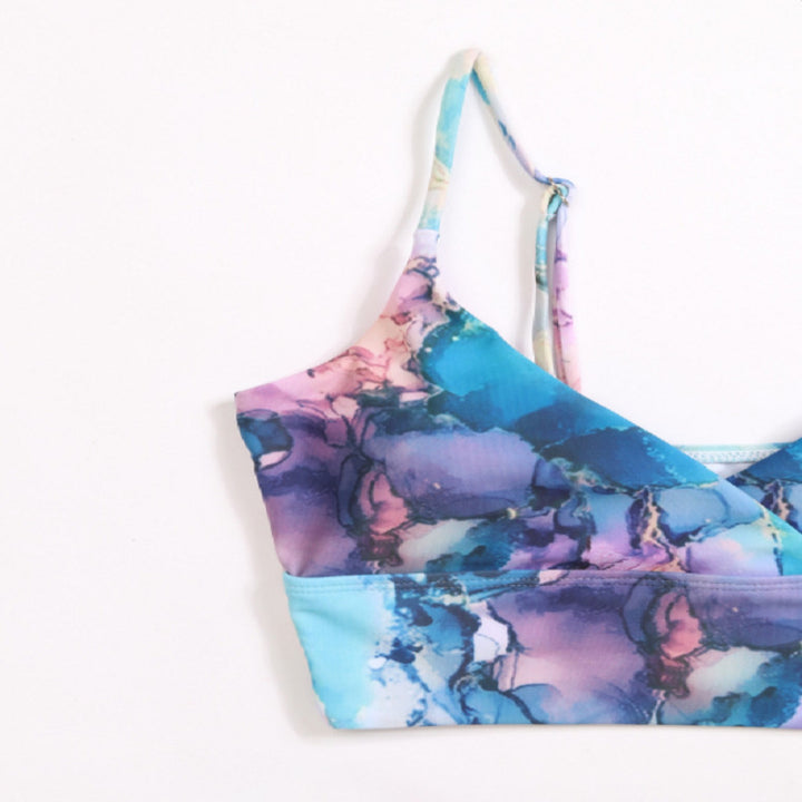 Damen Bikini-Set mit gekreuztem Oberteil und floralen Details Drune