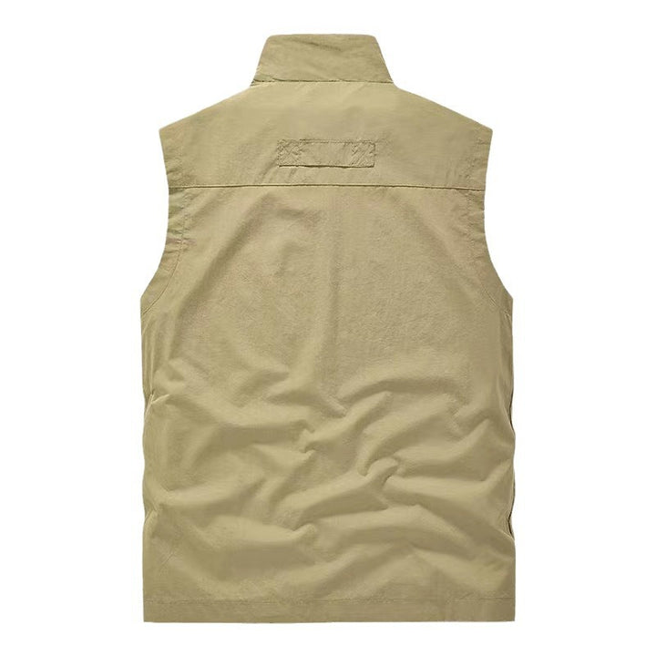 Herren Multifunktionale Utility-Weste mit Stehkragen und Mehrfachtaschen Drune